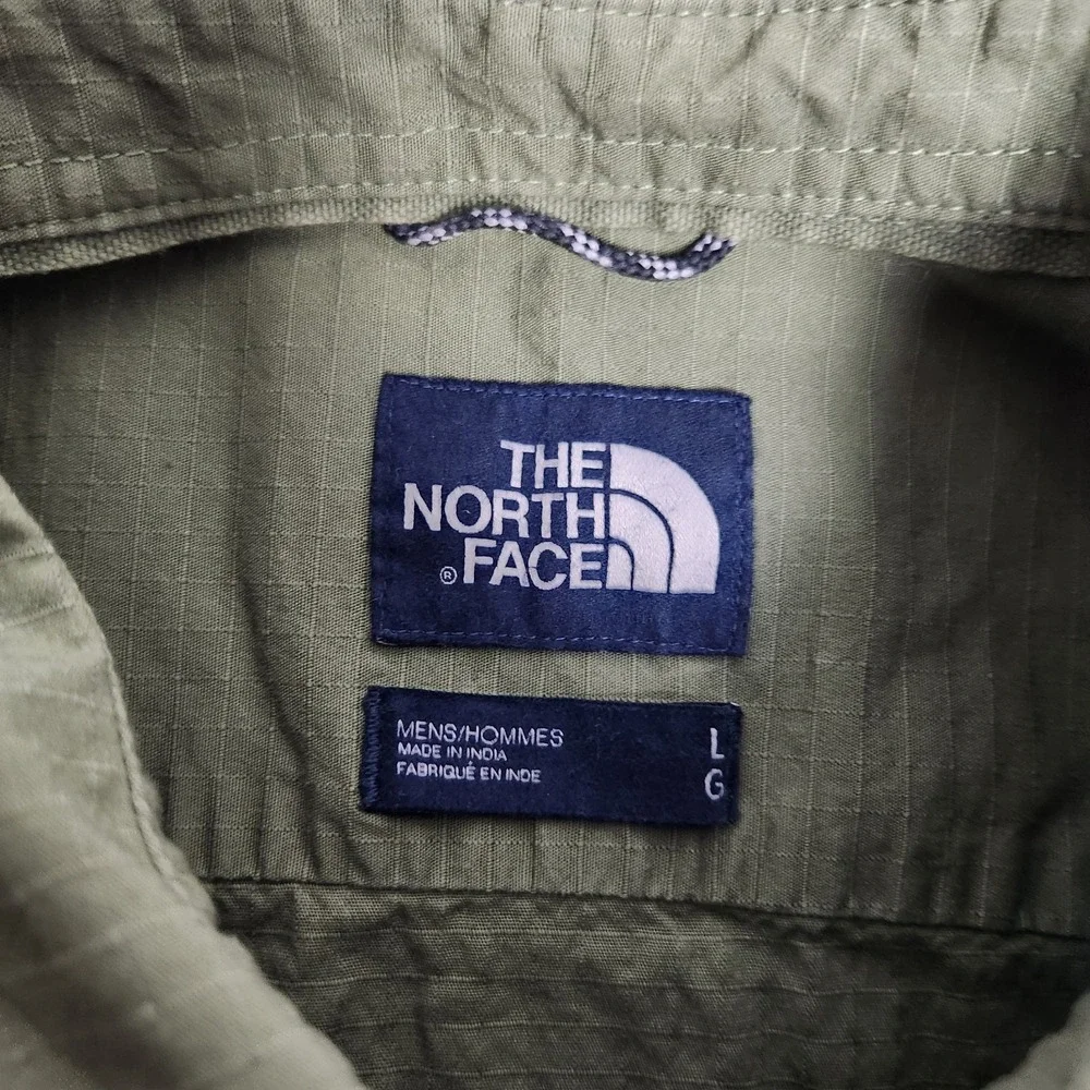 The North Face‎ Button Up Shirt Men L Green Short Sleeve Hiking Gorpcore Outdoor